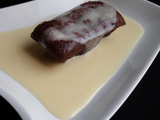 Fondant au chocolat/lait concentré sucré et sa crème anglaise express au micro-ondes