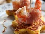 Canapés aux crevettes et pancetta