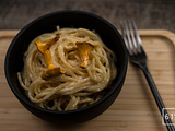 Spaghettis aux girolles et sauce gouda