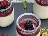 Panna cotta à la reine des prés et fruits rouges