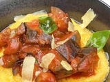 Polenta et compotée d’aubergines au basilic