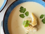 Potage aux asperges et dés de haddock