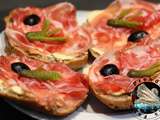 Crostini noix chiffonnade de coppa