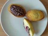 Madeleines cerise, coque en chocolat