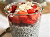 Chia pudding coco / menthe / fraises { sans gluten, sans lait, sans oeufs }