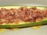 Courgette farcie au jambon cru fumé et cancoillotte