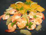 Gambas ou crevettes, mangue et citron vert