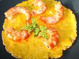 Omelette au coriandre et gambas