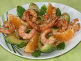 Salade de gambas, avocat, orange