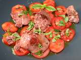 Salade de tomates aux foies de poulet