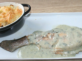 Truite à la plancha sauce bleu de brebis et gratin de chou-fleur