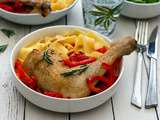 Cuisses de poulet et poivrons en cocotte