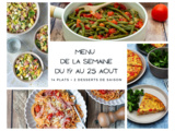 Menu de la semaine - Du 19 au 25 août