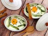 Oeuf cocotte aux asperges et fromage ail et fines herbes