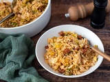 Riz pilaf aux poireaux et chorizo