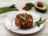 Tartare d'asperges vertes, fraises et avocat