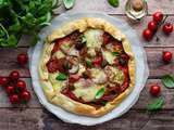 Tarte rustique aux tomates, aubergine et mozzarella