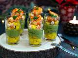 Verrines aux crevettes, mangue et avocat