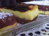 Flan a la vanille sur une génoise au chocolat