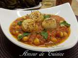 Noix de saint Jacques et sauce tomate aux pois chiches