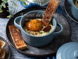 Oeufs cocotte au foie gras et aux champignons