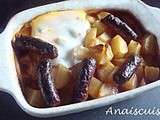 Gratin de pommes de terre, merguez et oeufs