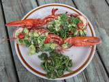 Homard bbq, salsa lime, avocat et tomates