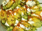 Fleurs de courgettes farcies au chèvre frais au