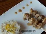 Risotto au citron et brochettes veau/poulet sauce soja