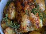 Poulet rôti au thym et ses pommes de terre