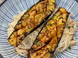 Nouilles Japonaises somen aux aubergines frites