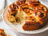 Chinois brioche à la crème pâtissière et pépites de chocolat