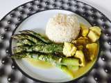 Poulets curry sésame ,sur son lit d'asperge