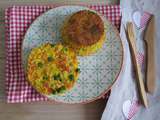 Gâteaux de riz aux petit-pois et carottes