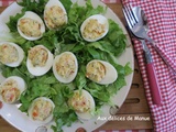 Œufs mimosa au jambon, tomates séchées et cornichons