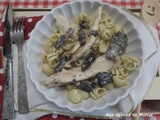 Pâtes au poulet et crème aux morilles