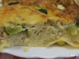 Quiche sans pâte ou flan salé au lait concentré non sucré, courgettes, dés de jambon et emmental