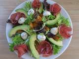 Salade au melon, avocat, coppa et mozzarella