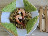 Salade d'avocats aux crevettes et pomme, feuilletés à l'écrasé d'avocat