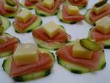 Toasts de concombre au jambon et fromage d'Abondance