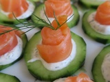 Toasts de concombre au saumon fumé et crème à l'aneth