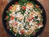 Linguine, haricot, tomate, feta