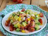 Salade d’avocats, crevettes, poivrons et tomates