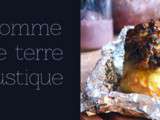 Pomme de terre farcie et sauce vin rouge