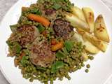 Boulettes de boeuf moelleuses, petits pois & carottes, navets