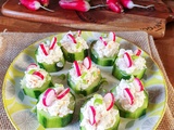 Bouchées de concombre surimi et ricotta