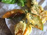 Tempura de fleurs de courgettes et feuilles de basilic