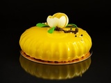 Entremet à la mangue avec le moule raggio silikomart