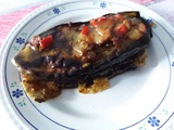 Aubergine farcie tomate poivron viande et mozzarelle