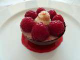 Coque choco/mousse aux framboises et petit amaretto